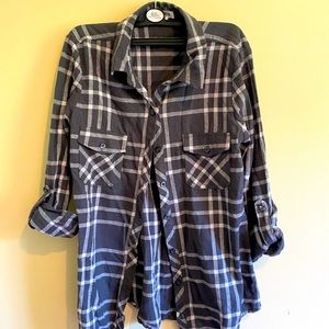 Grey plaid button up shirt